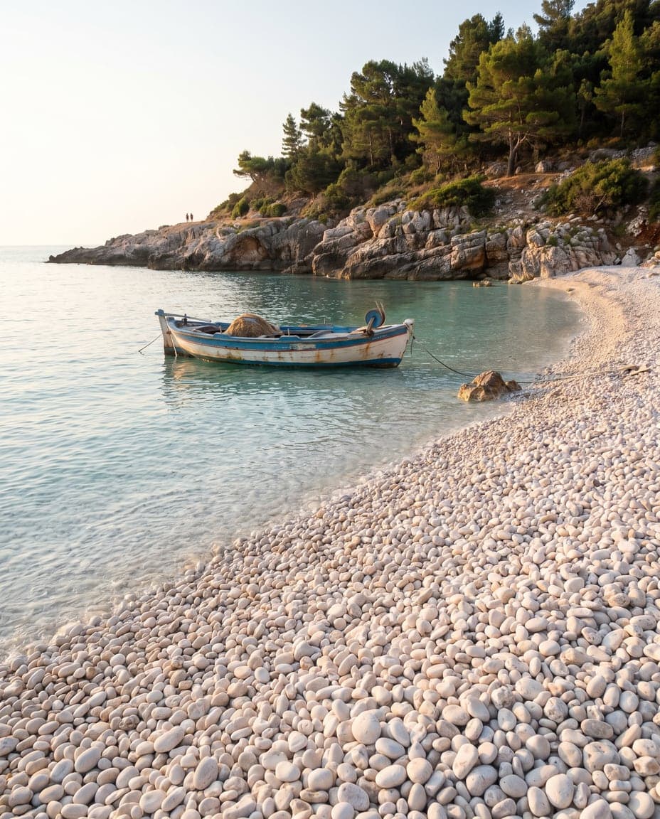 Golfuri mici cu apă liniștită la Tragaki, în nordul Zakynthos