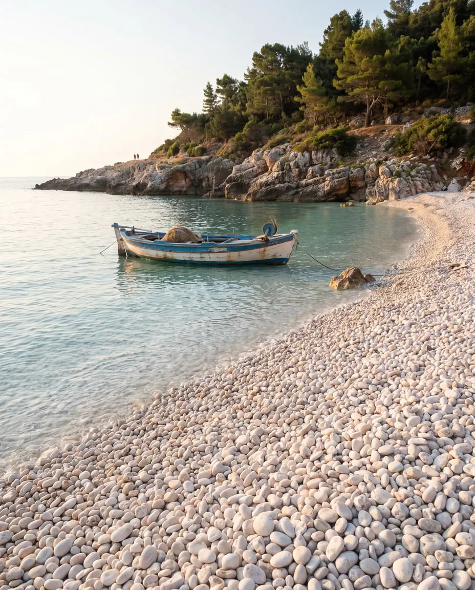 Golfuri mici cu apă liniștită la Tragaki, în nordul Zakynthos